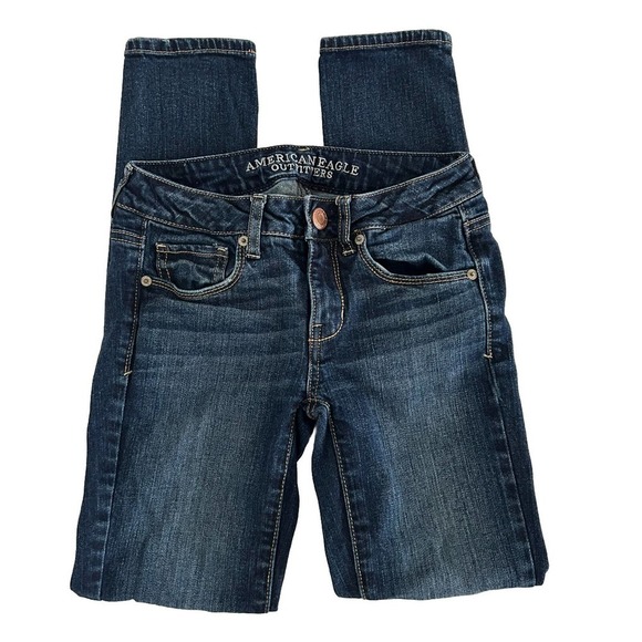 American Eagle | Women's Blue 5-Pocket Design Ankle Skinny Stretch Jeans Size 0 - Picture 3 of 8